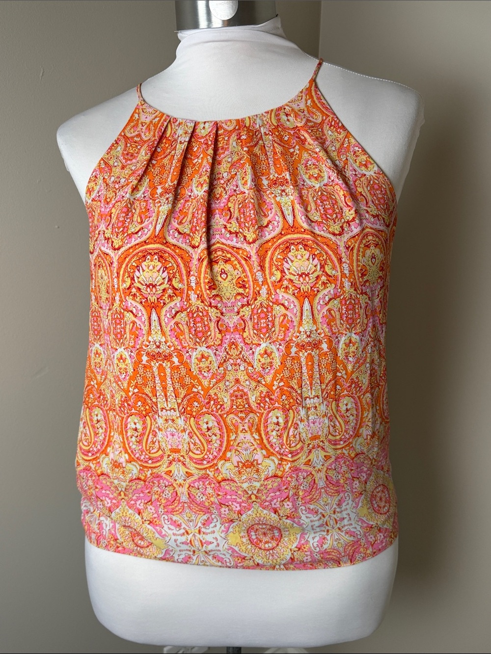 Violet + Claire Orange Pink Paisley Halter Blouse Size Small Boho
